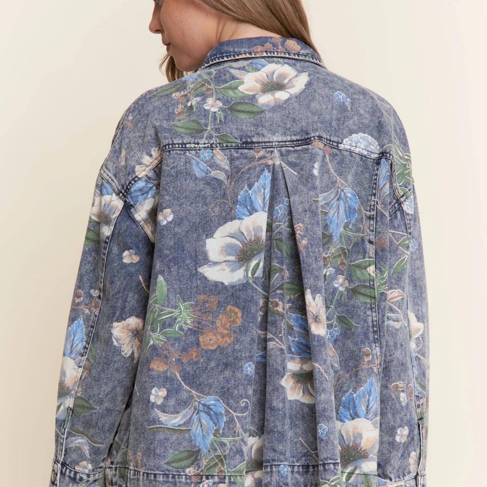 NWT Floral Denim Jean Jacket - Picture 2 of 6